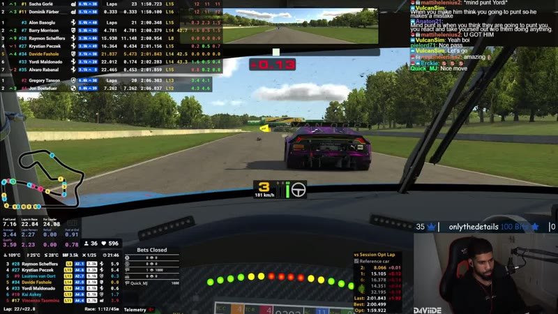 Cockpit view mid pack with a GT car alongside